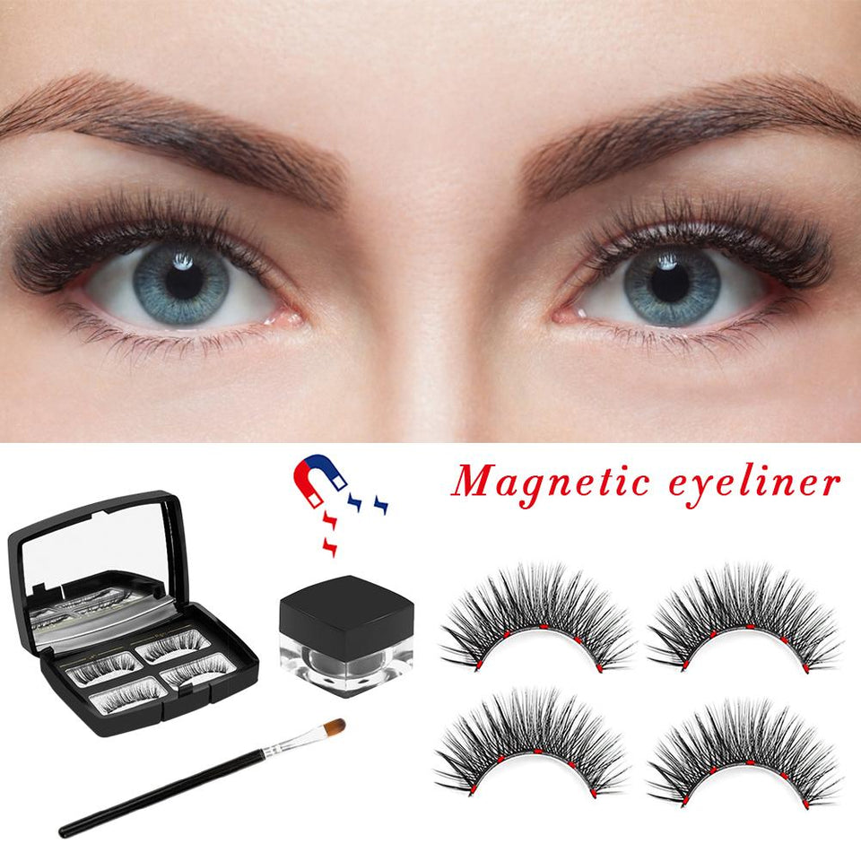 3D Magnetic Eyeliner With 2 Pairs Magnetic False Eyelashes Waterproof Natural Long Extension Fake Eye Lashes Make Up Tool Kits