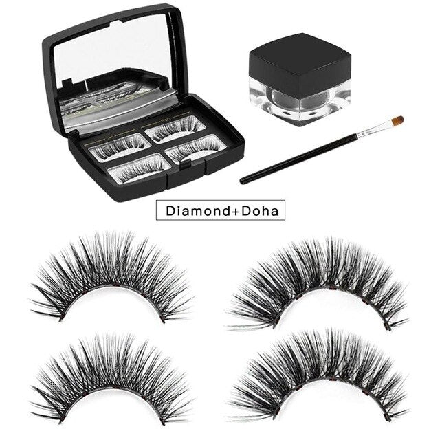 3D Magnetic Eyeliner With 2 Pairs Magnetic False Eyelashes Waterproof Natural Long Extension Fake Eye Lashes Make Up Tool Kits