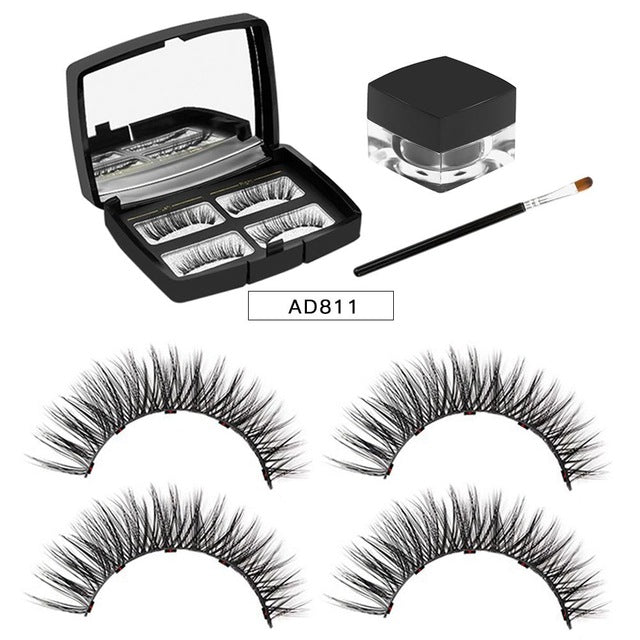 3D Magnetic Eyeliner With 2 Pairs Magnetic False Eyelashes Waterproof Natural Long Extension Fake Eye Lashes Make Up Tool Kits