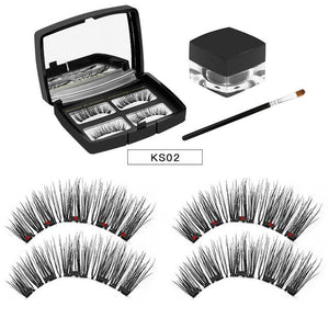 3D Magnetic Eyeliner With 2 Pairs Magnetic False Eyelashes Waterproof Natural Long Extension Fake Eye Lashes Make Up Tool Kits