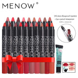 Menow Make up set 19 Color/Pack Kiss proof Waterproof Lipstick Gift 1Pcs Pencil sharpener and 1Pcs Remover gel drop ship 5367