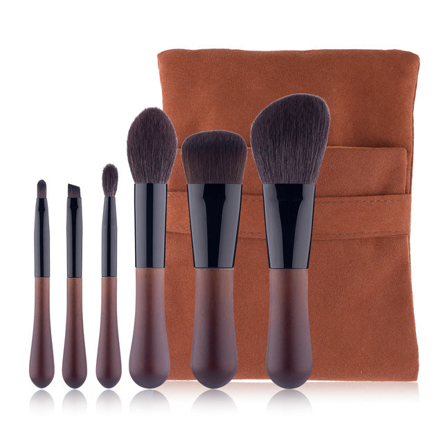 6Pcs high quality animal hair makeup brushes water droplets fine light peak wool make up brush makeup set makeup tool velvet bag