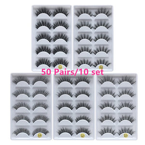 50 Pairs 3D Mink Hair Natural Cross False Eyelashes Long Messy Makeup Fake Eye Lashes Extension Make Up Beauty Tools maquiagem