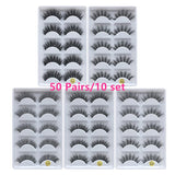 50 Pairs 3D Mink Hair Natural Cross False Eyelashes Long Messy Makeup Fake Eye Lashes Extension Make Up Beauty Tools maquiagem