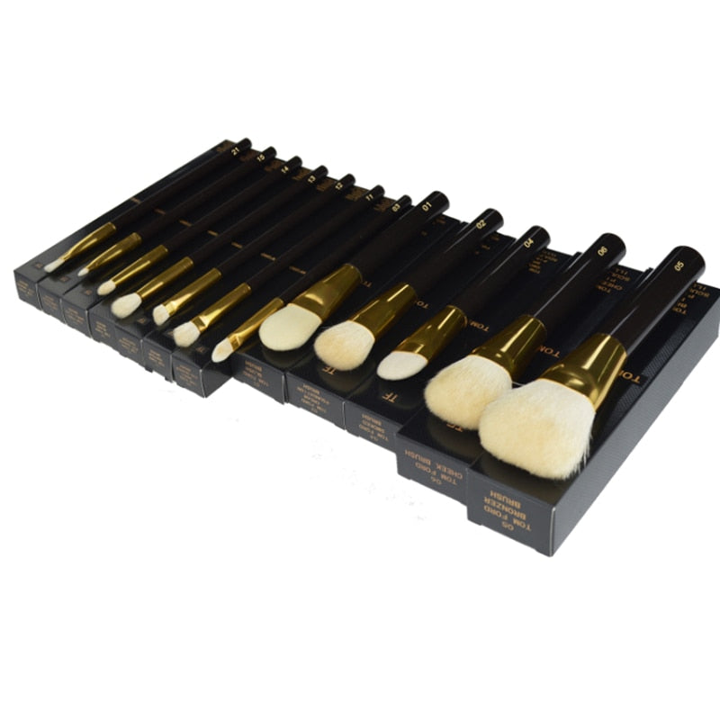 High end TF 12Pcs Makeup Brushes Set Professional Natural Goat Hair Acrylic Handle face Blender Make up Brush with Box