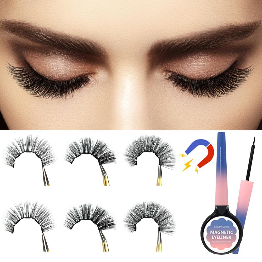 Magnetic Eyelashes Natural Look Thin And Reusable Magnet False Eyelash With Eyeliner - Women Make Up Tool